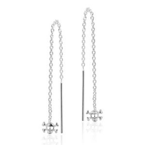 AeraVida Sterling Silver Petite Gothic Skull Threader Earrings